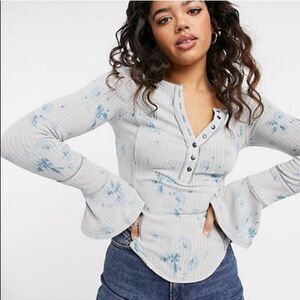 Free People Layer Me Long Sleeve Henley Top In Vintage Floral Size Medium